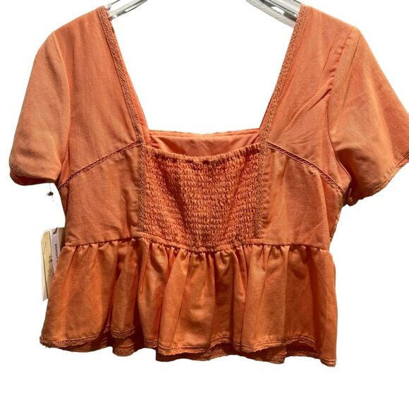 Midnight Sky Viscose-Linen Blend Embroidered Cottagecore Blouse Size Medium NWT - Picture 2 of 10